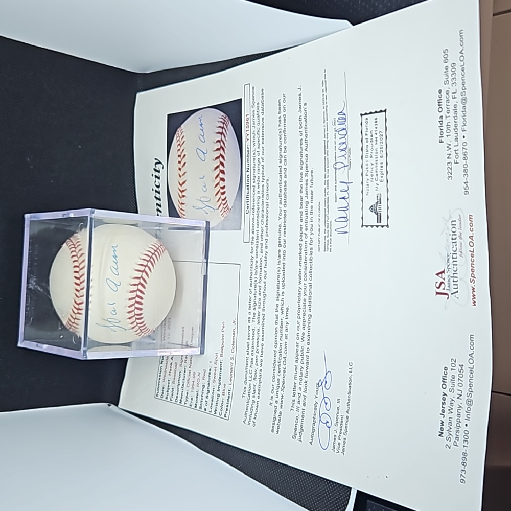 Hank Aaron signed baseball jsa full letter mint 10
